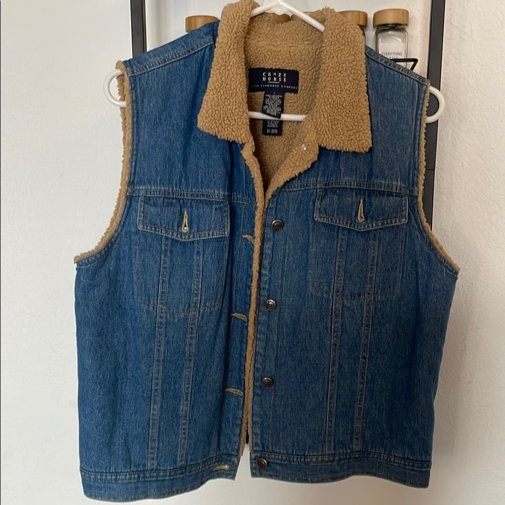 Denim Sherpa-Lined Vest